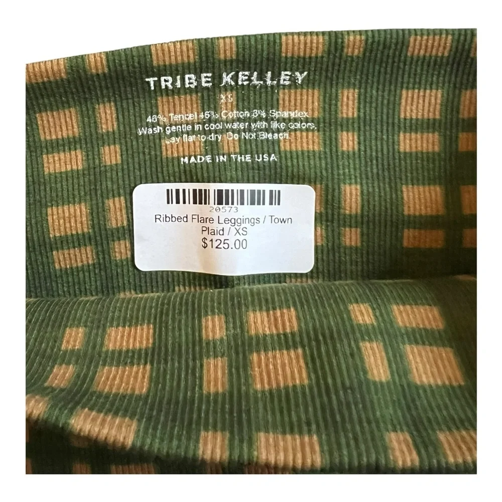 Tribe Kelley Set Ribbed Flare Leggings & Bra Set – Town Plaid – XS - Picture 9 of 9